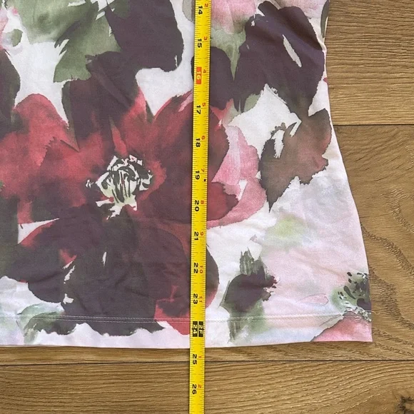 ST. JOHN Pink Floral Print Jersey Women’s Medium 3/4 Sleeve Blouse - Picture 5 of 9